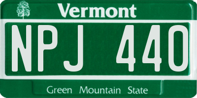VT license plate NPJ440
