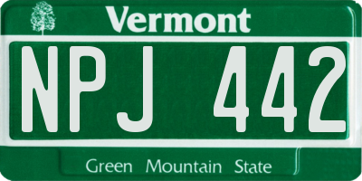 VT license plate NPJ442