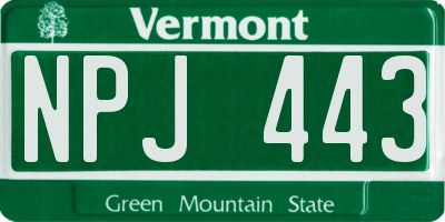 VT license plate NPJ443