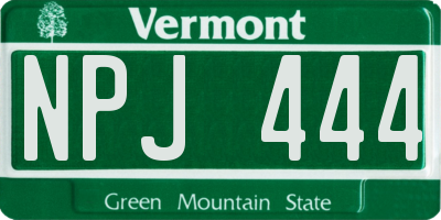 VT license plate NPJ444