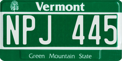 VT license plate NPJ445