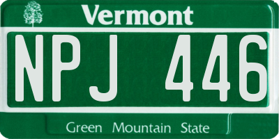 VT license plate NPJ446