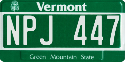 VT license plate NPJ447