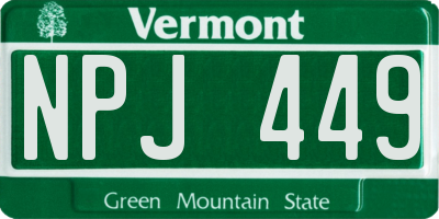 VT license plate NPJ449