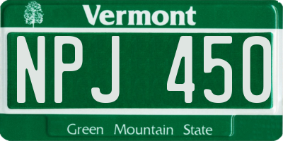 VT license plate NPJ450