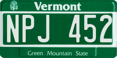 VT license plate NPJ452