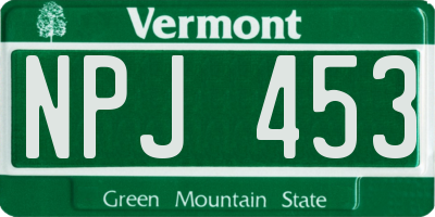 VT license plate NPJ453