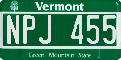 VT license plate NPJ455