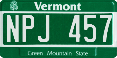 VT license plate NPJ457