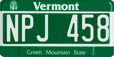 VT license plate NPJ458