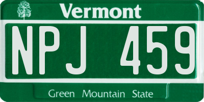 VT license plate NPJ459