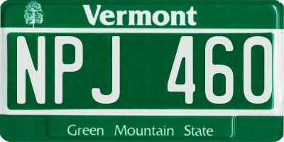 VT license plate NPJ460