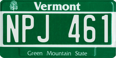 VT license plate NPJ461