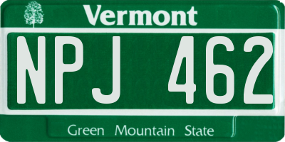 VT license plate NPJ462