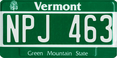 VT license plate NPJ463