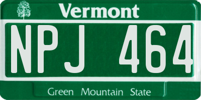 VT license plate NPJ464