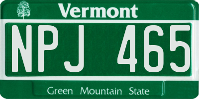 VT license plate NPJ465