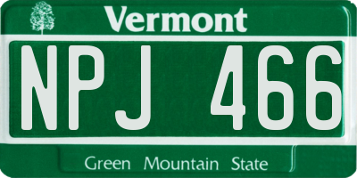 VT license plate NPJ466
