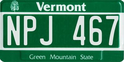 VT license plate NPJ467