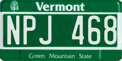 VT license plate NPJ468