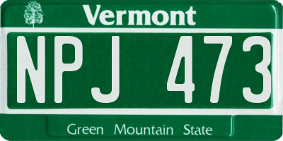 VT license plate NPJ473
