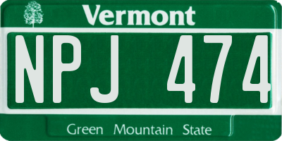 VT license plate NPJ474