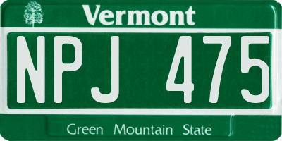 VT license plate NPJ475