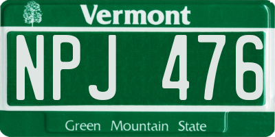 VT license plate NPJ476