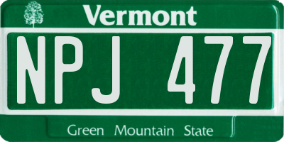 VT license plate NPJ477