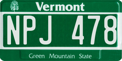 VT license plate NPJ478