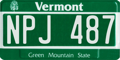 VT license plate NPJ487