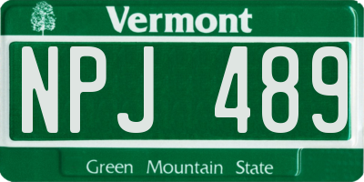 VT license plate NPJ489