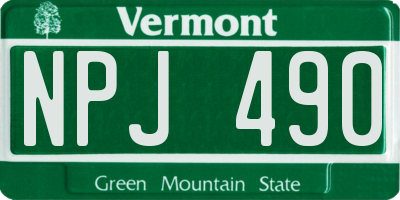 VT license plate NPJ490