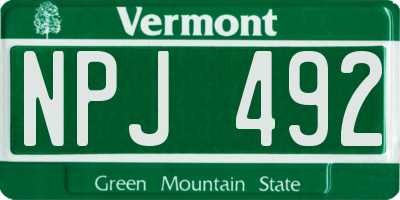 VT license plate NPJ492