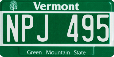 VT license plate NPJ495