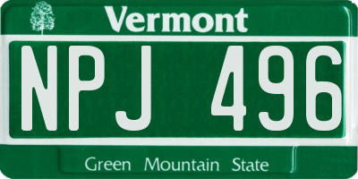 VT license plate NPJ496