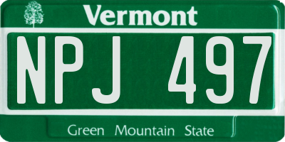 VT license plate NPJ497