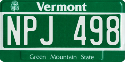 VT license plate NPJ498