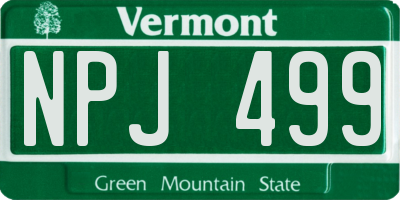 VT license plate NPJ499