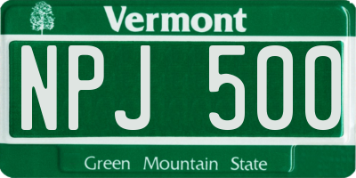 VT license plate NPJ500