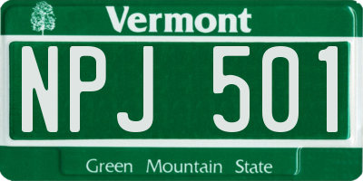 VT license plate NPJ501