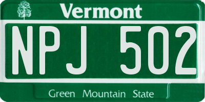VT license plate NPJ502