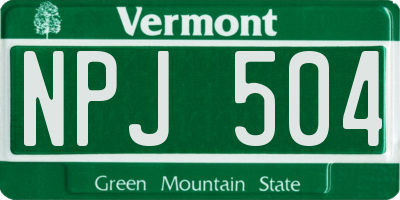 VT license plate NPJ504