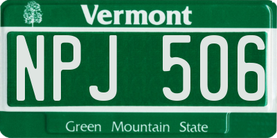 VT license plate NPJ506