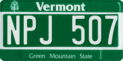 VT license plate NPJ507