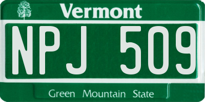 VT license plate NPJ509