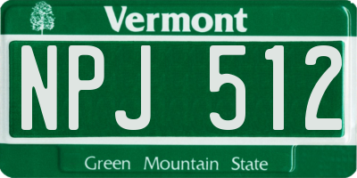 VT license plate NPJ512