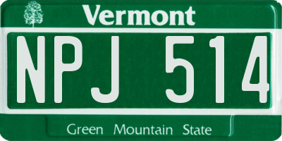 VT license plate NPJ514