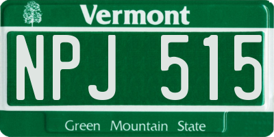 VT license plate NPJ515