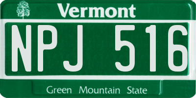 VT license plate NPJ516